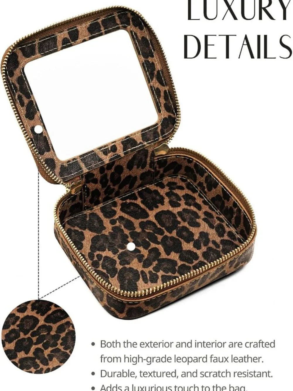 Clear Mini Makeup Bag - Cute Leopard Print Travel Pouch for Purse & Car